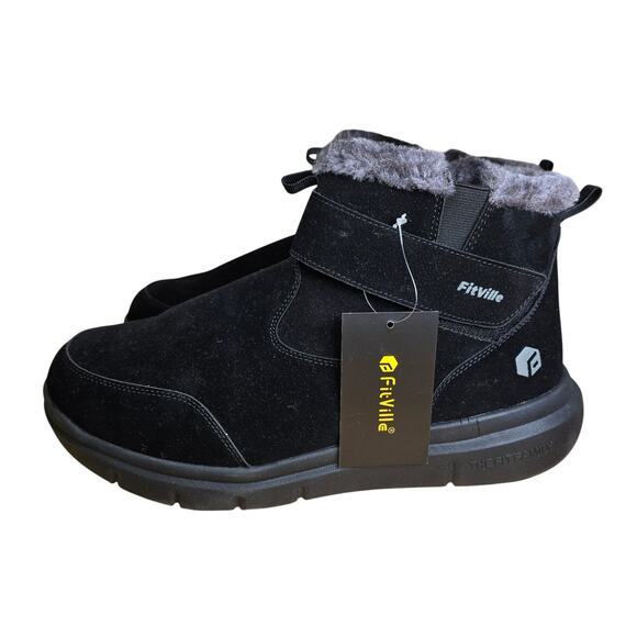 NEW Men's CozyCore V1 Boot, Black Fur Lined Snow Boots 12.5 Extra Wide (EW) - Picture 1 of 9